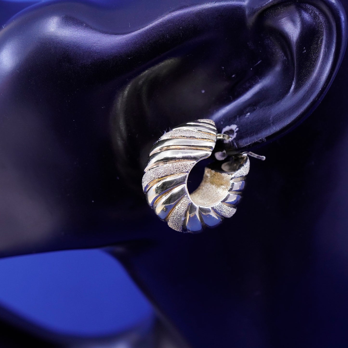 1.25”, Italy ITAOR vermeil gold Sterling 925 silver hoop glittering earrings