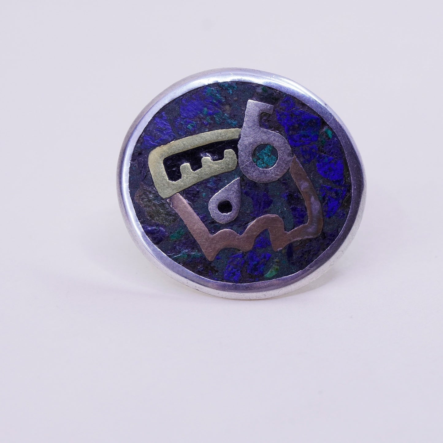 hecho en taxco triple tone sterling 925 silver screw back earrings with lapis