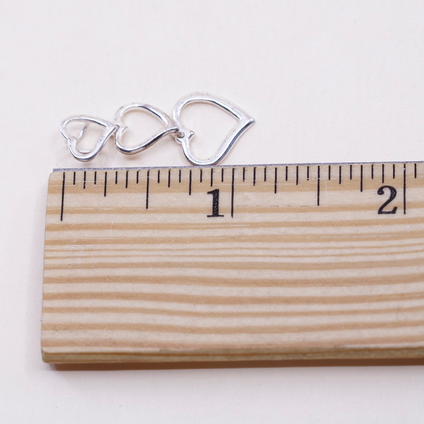 Vintage sterling silver pendant, heart shaped, fine 925 silver heart