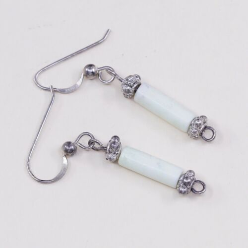 Amazing handmade Sterling 925 Silver earrings, 925 Wire Hooks W/ Jade Tube