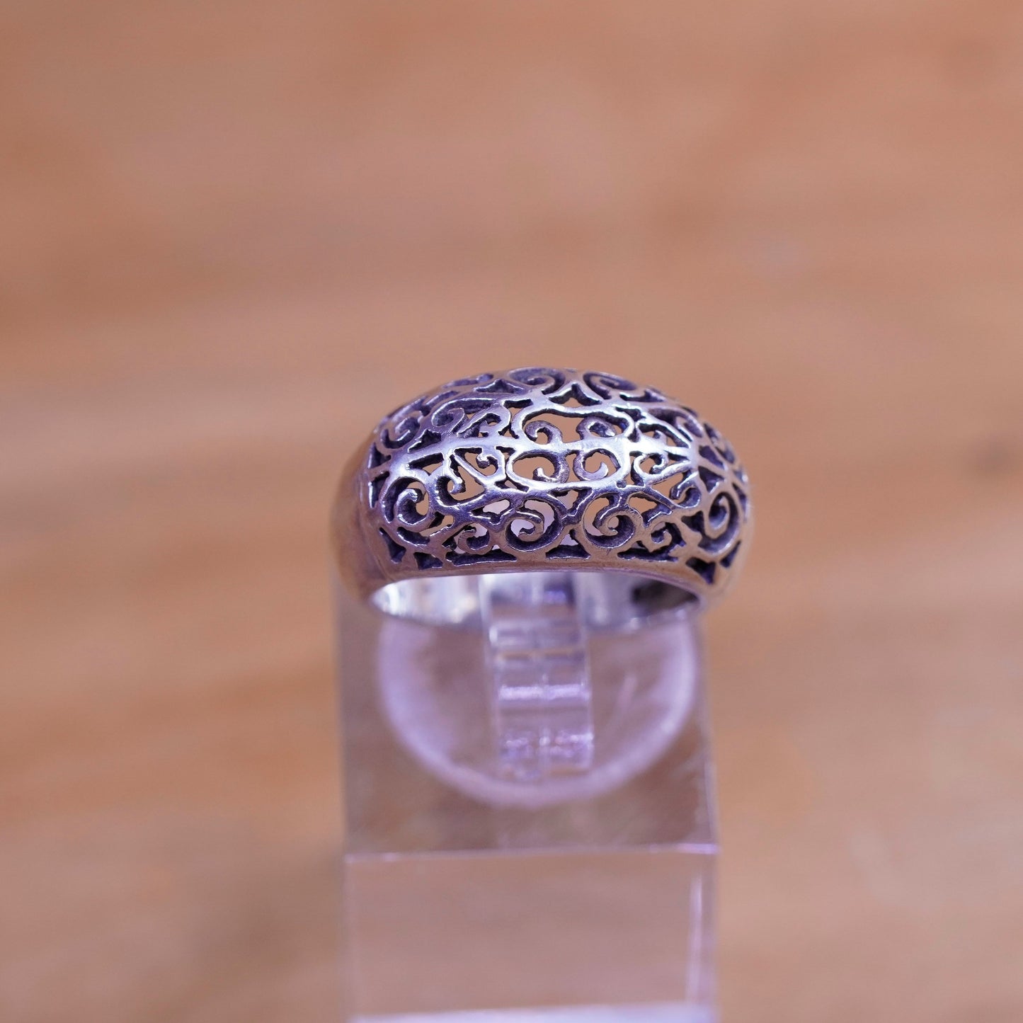 Size 4.5, Sterling silver handmade ring, southwestern, 925 filigree swirl band