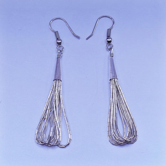 Vintage Native American Navajo sterling 925 liquid silver fringe dangles