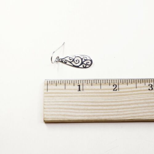 Vtg Sterling 925 Silver Handmade Filigree Teardrop Shaped Earrings