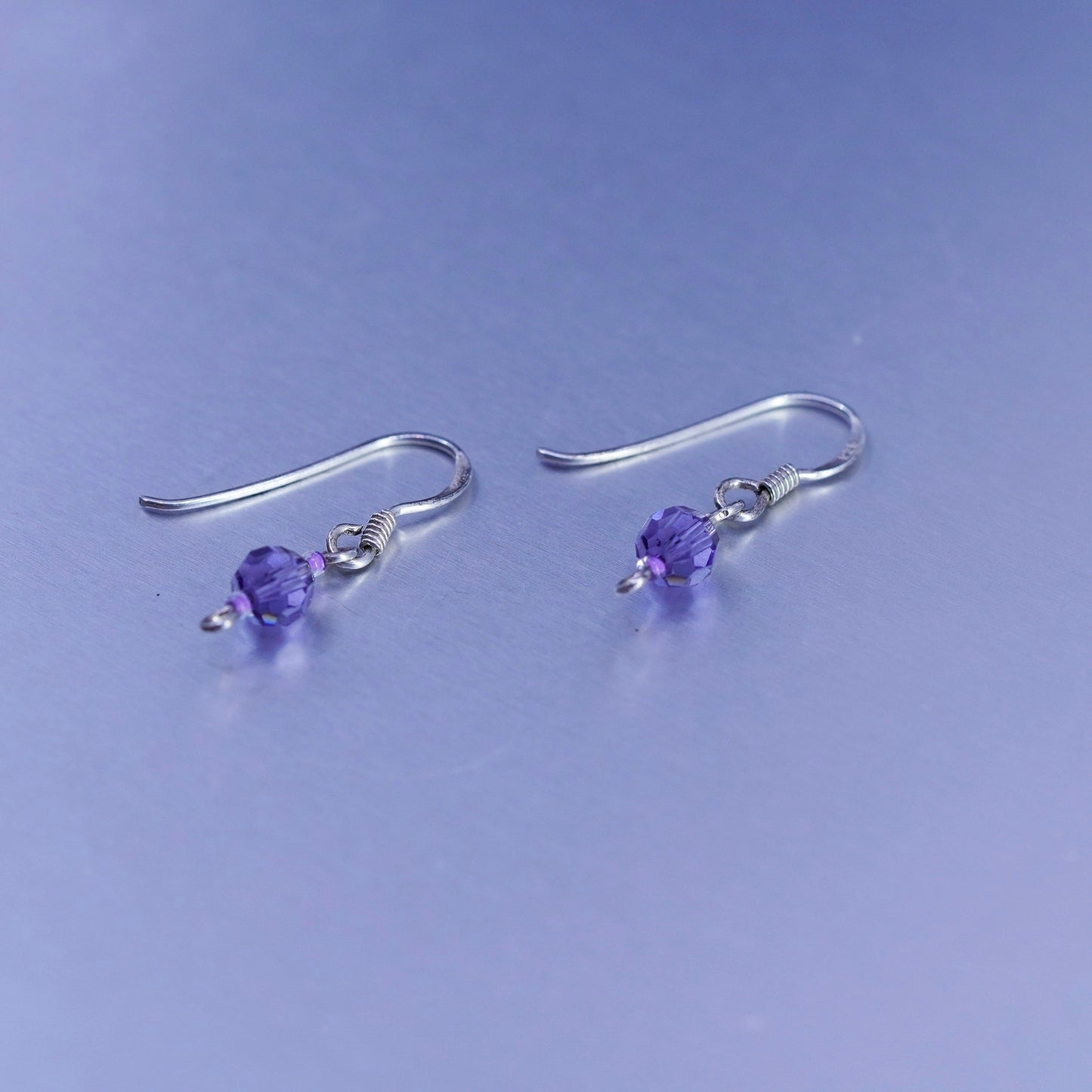 Vintage Sterling 925 silver earrings with amethyst beads