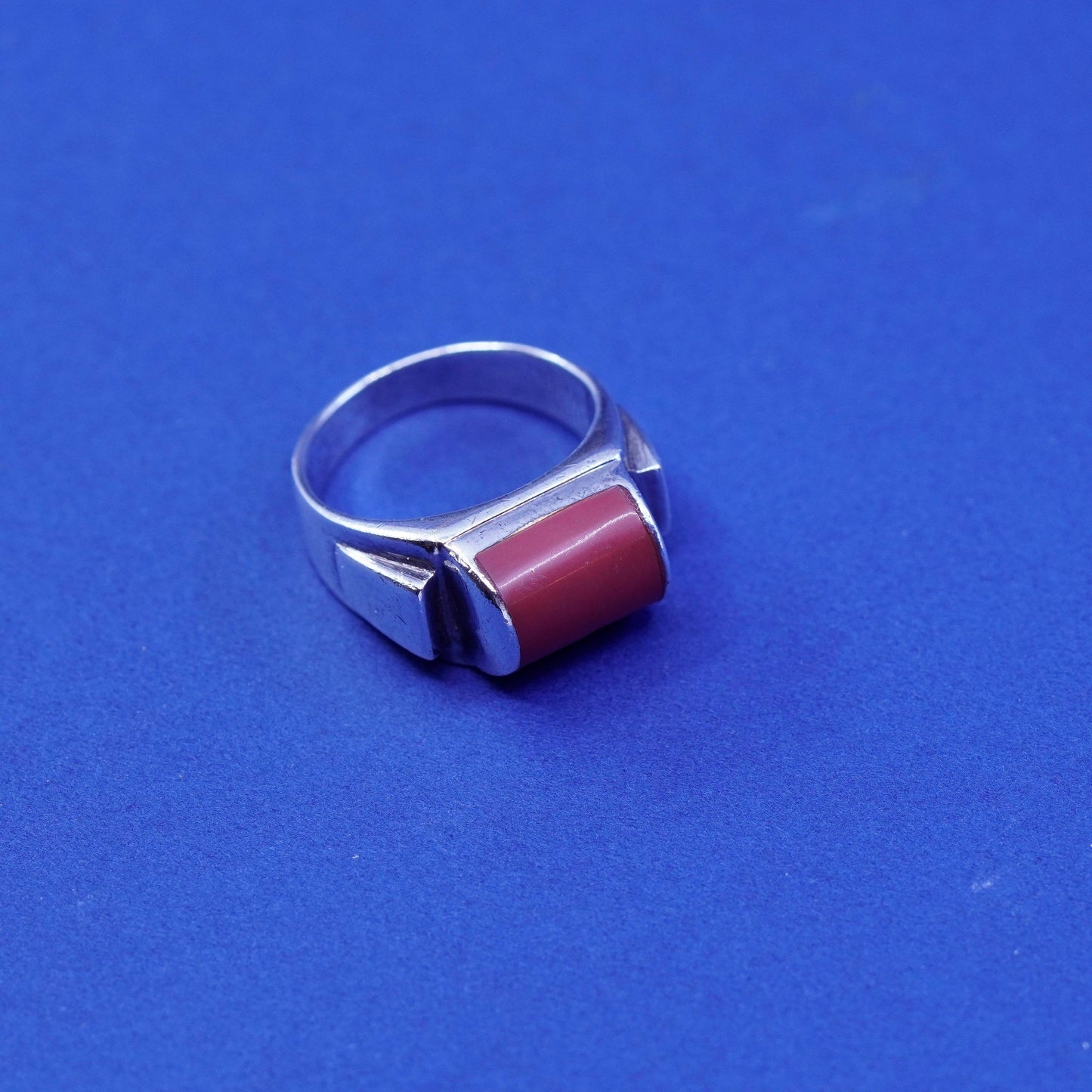 Size 8, vintage Sterling 925 silver handmade ring with jasper, southwestern