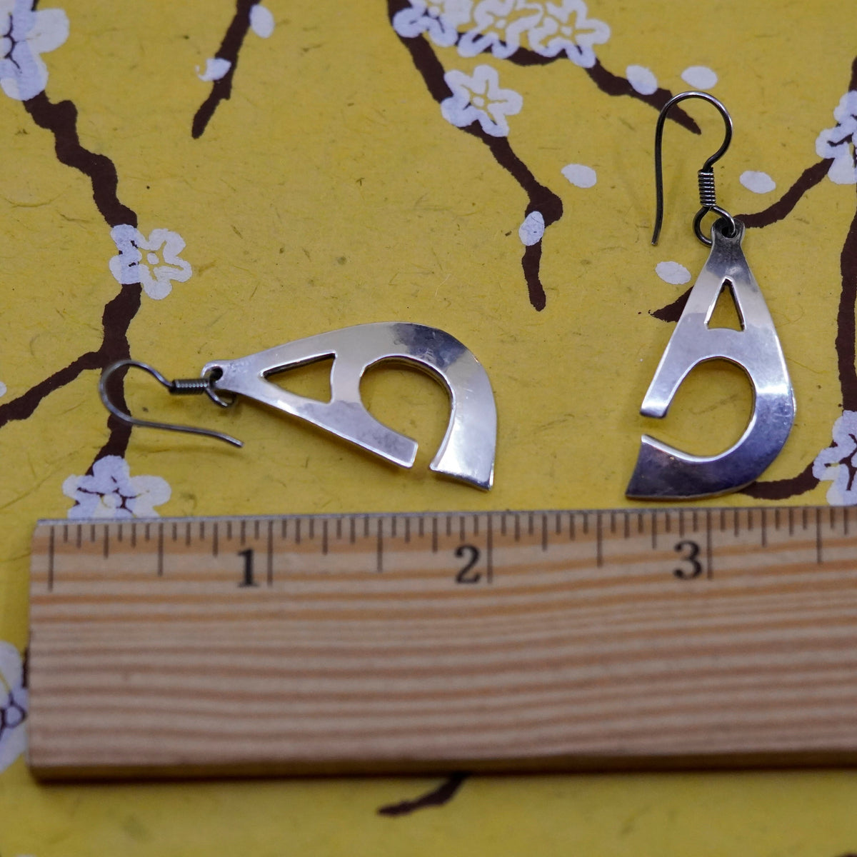 Vintage mexico Sterling 925 silver handmade earrings with initial “A”