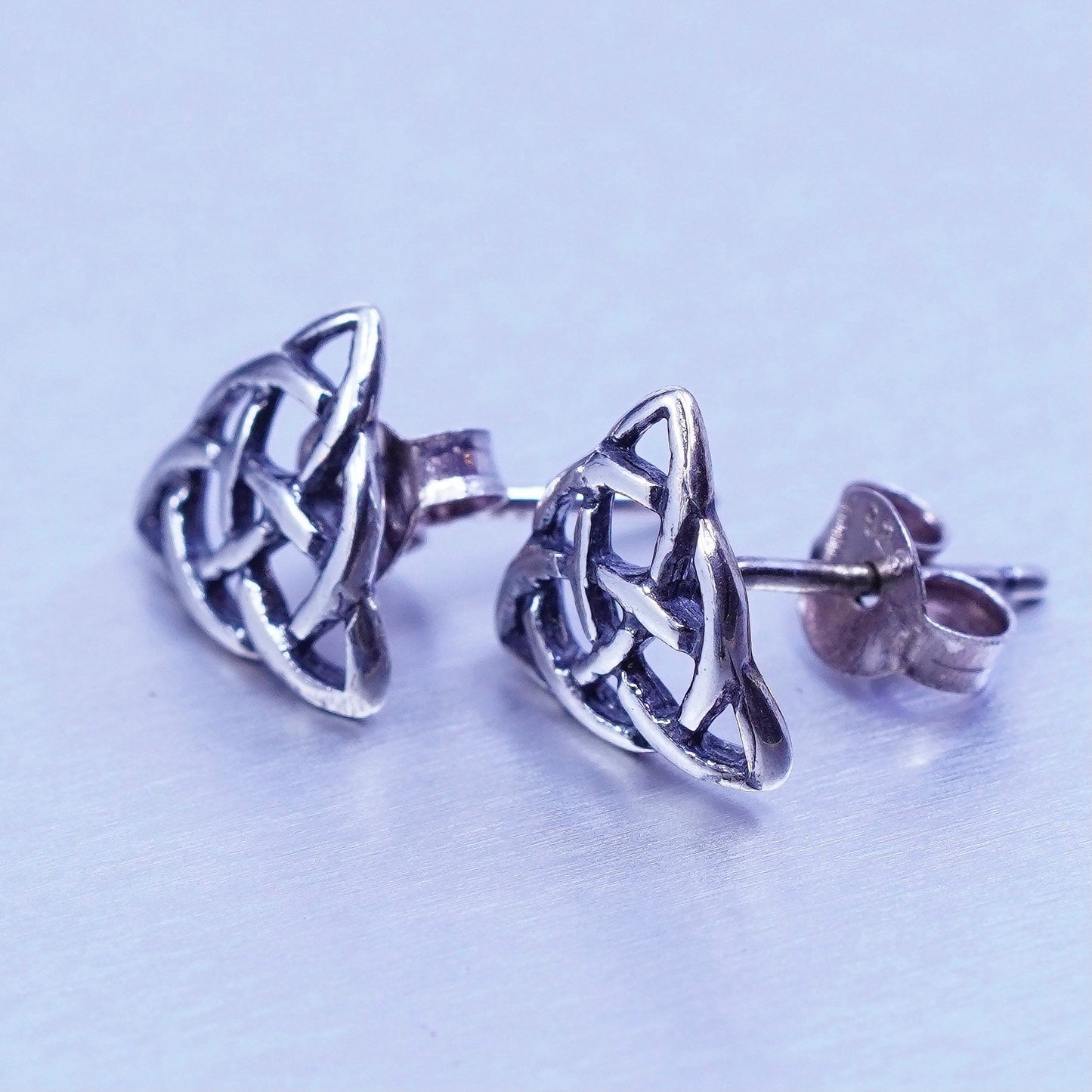 Vintage Sterling 925 silver handmade earrings, Irish Celtic knot studs