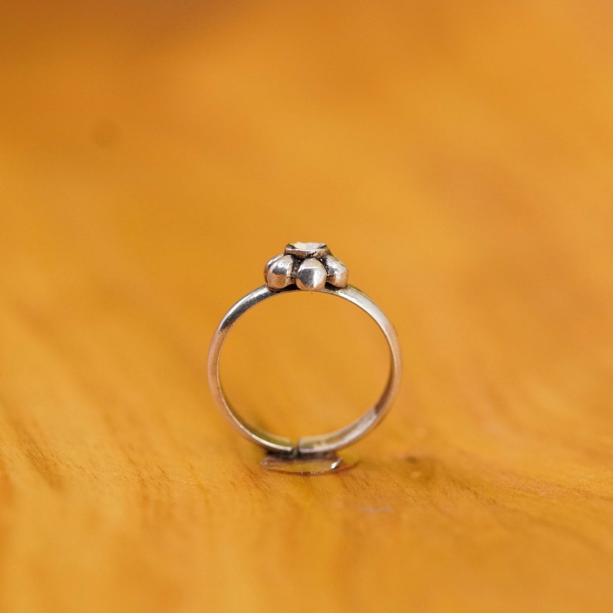 Size 2, vintage Sterling silver handmade pinky ring, 925 flower band, open end