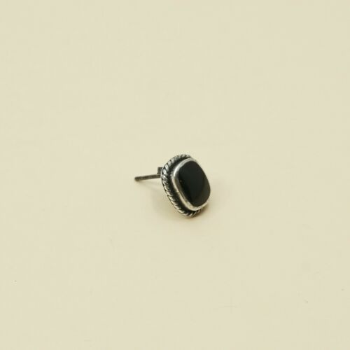 Vintage Sterling Silver Handmade Earrings, 925 Silver Studs W/ Obsidian