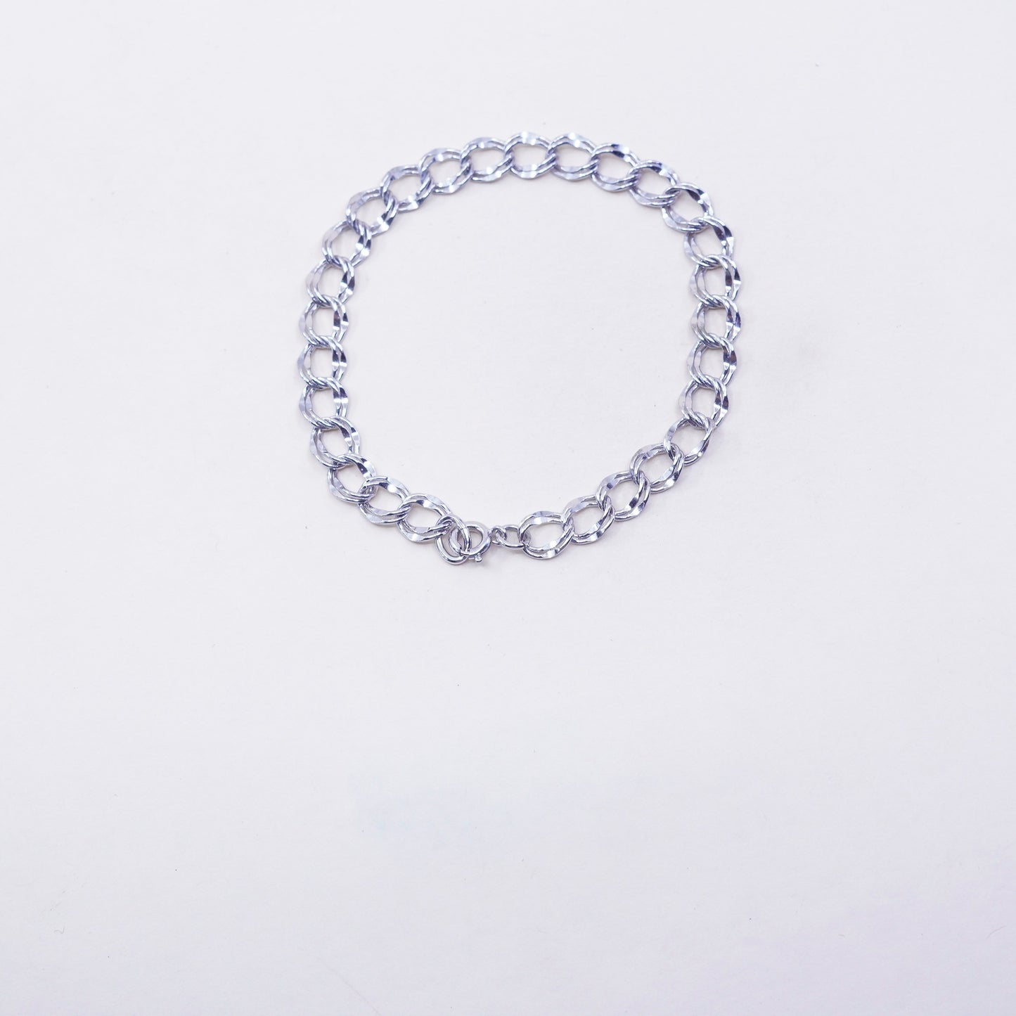7”, 7mm, Vintage prochain sterling silver bracelet, 925 double curb chain