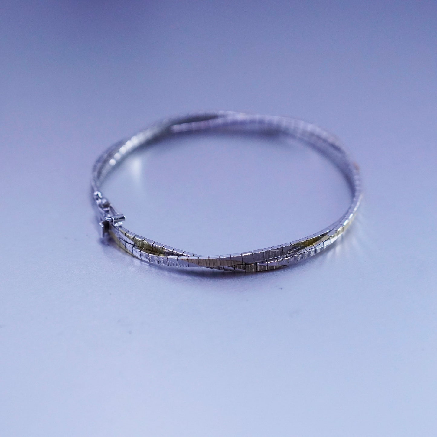 6.75”, Italy triple Sterling 925 silver bracelet, twisted entwined omega chain