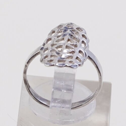 Size 5, Vtg Sterling Silver Handmade Ring, 925 Silver Band W/ Filigree Whirl