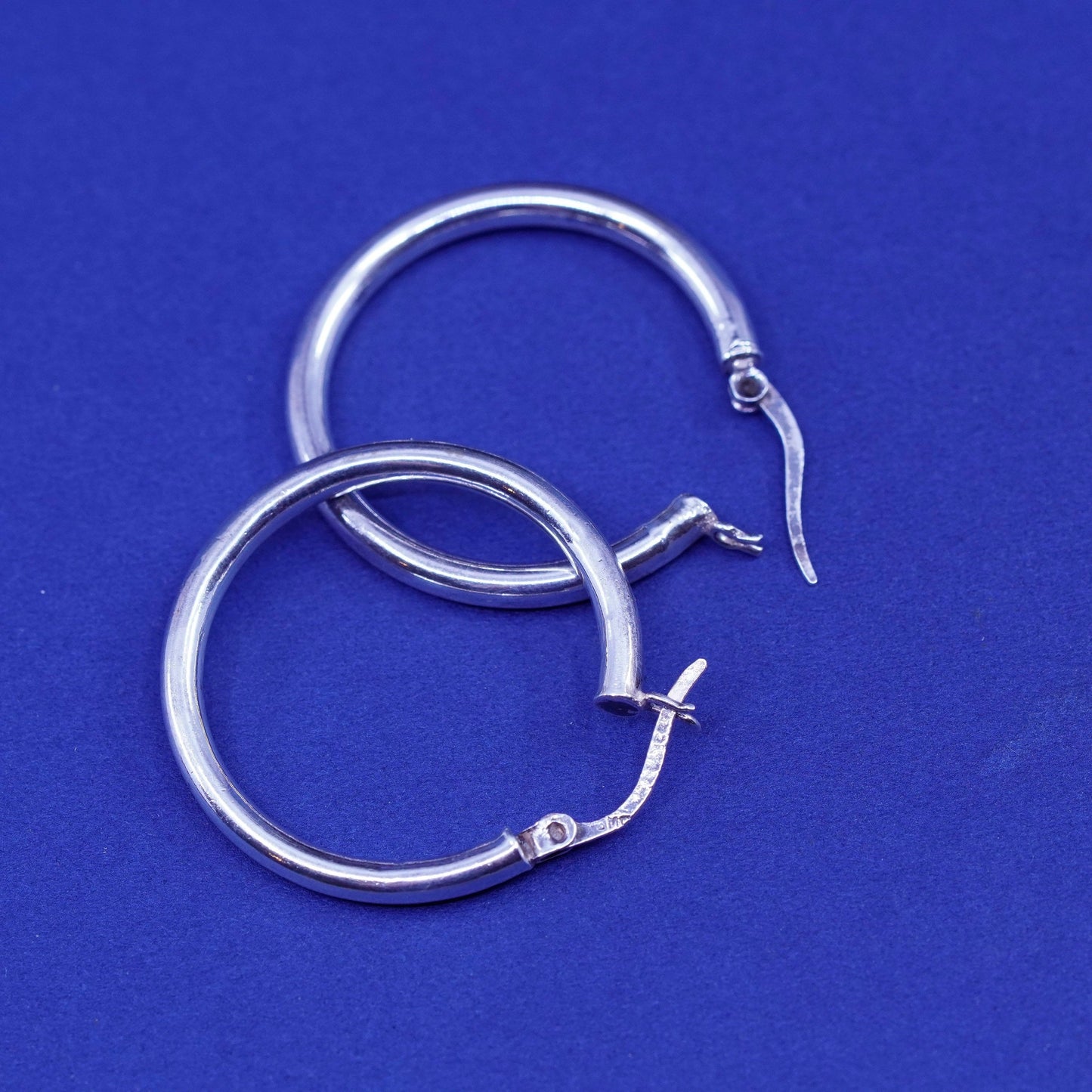 1”, vintage Sterling silver handmade earrings, 925 hoops