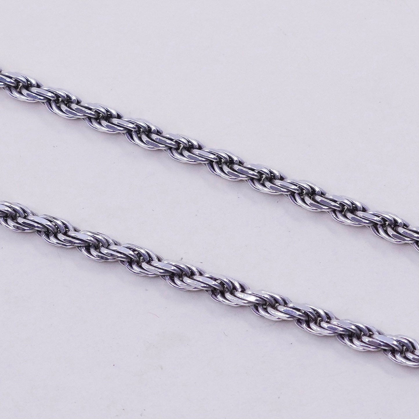 22”, 4mm, vintage Sterling silver necklace, 925 diamond rope chain