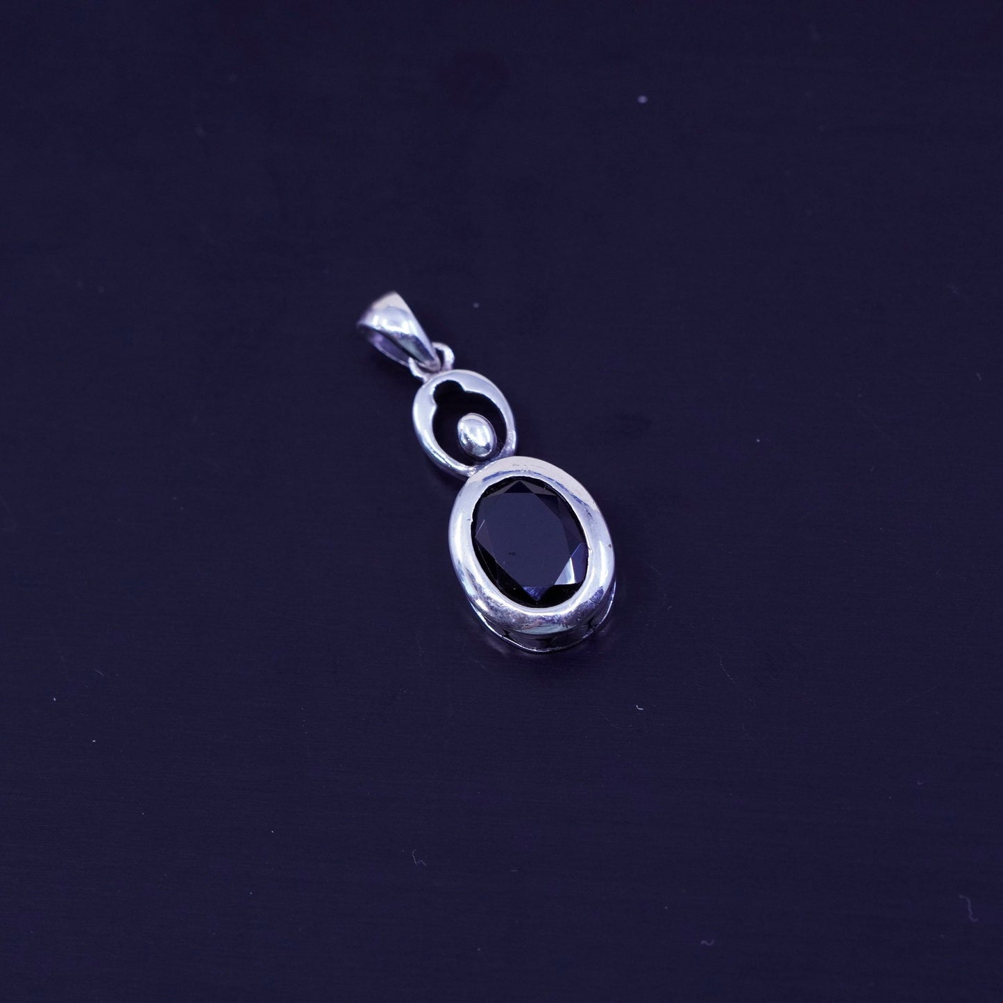 antique LUC sterling 925 silver pendant with oval ruby