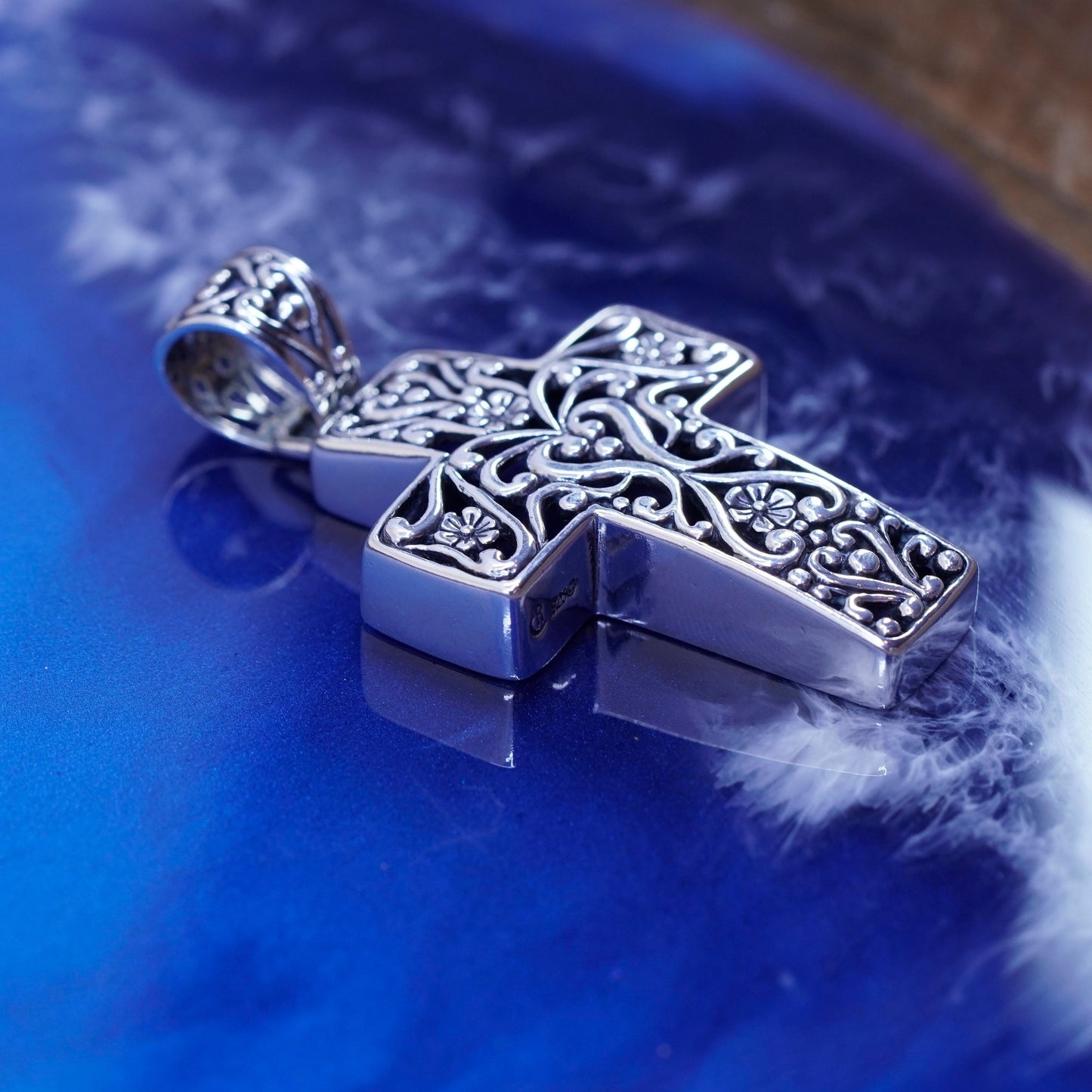 Vintage Carolyn Pollack Sterling silver handmade pendant, 925 cross charm
