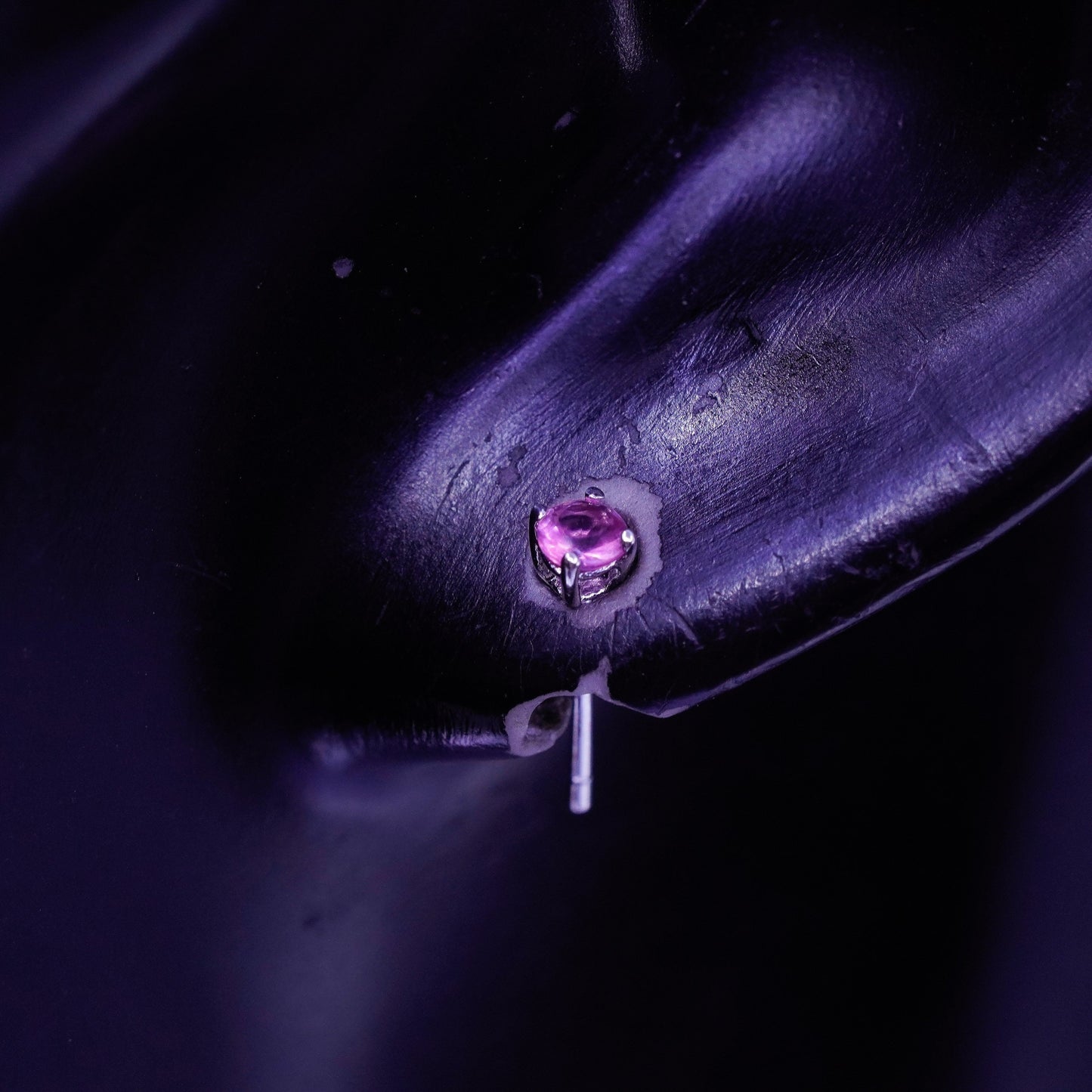 Vintage Sterling 925 silver earrings, studs with pink cz