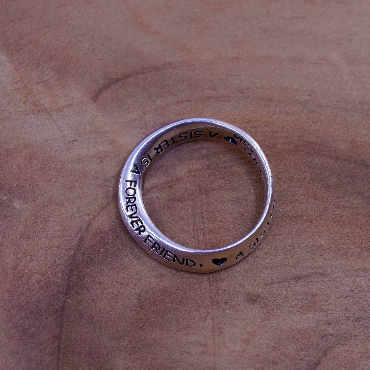 Sterling silver quote pendant, 925 circle embossed a sister is a forever friend