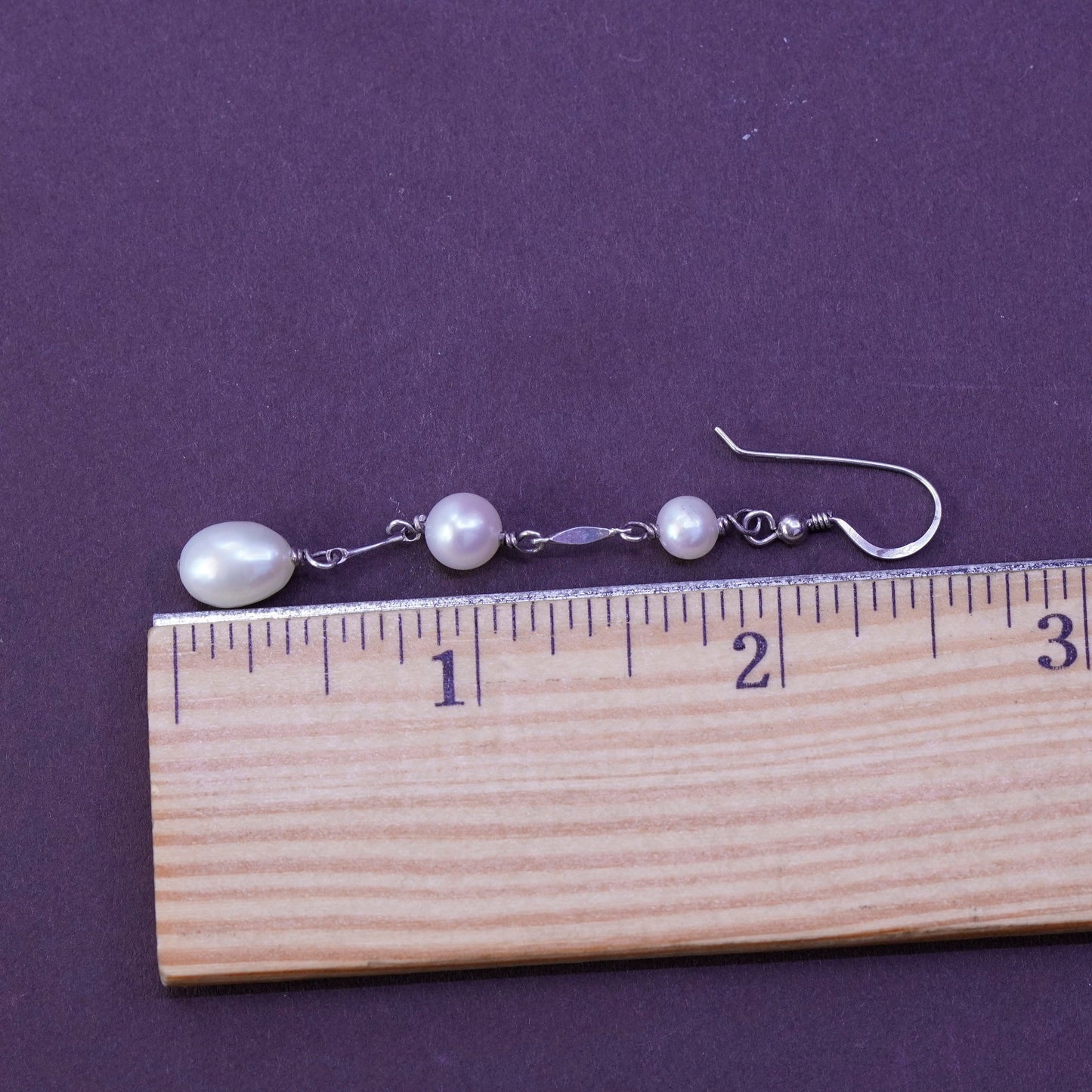 Vintage Sterling 925 silver handmade earrings with pearl