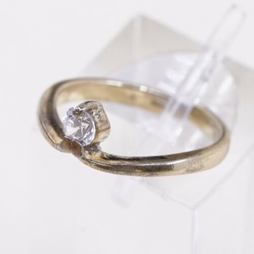 Sz 3.25, Vermeil Gold Over Sterling Ring, 925 Silver Engagement Ring W/ Cz