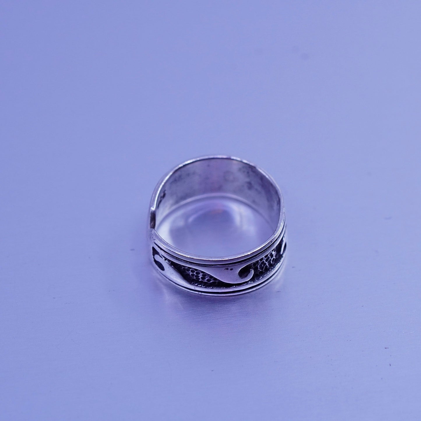 Size 3, southwestern Sterling 925 silver handmade ring, wavy wave open band