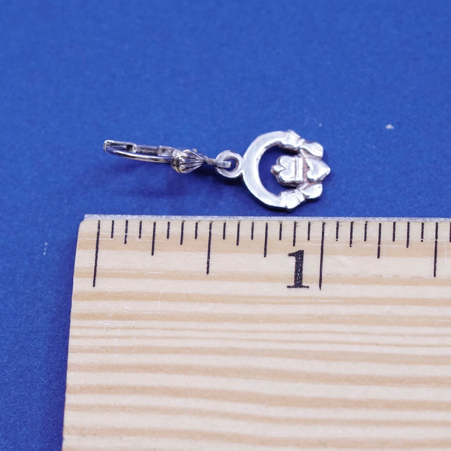 Vintage Sterling 925 silver handmade earrings, claddagh holding heart drops