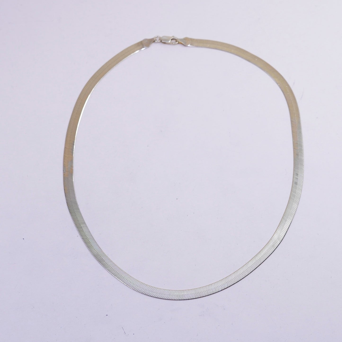 18", vintage vermeil gold sterling silver necklace, Italy 925 herringbone chain