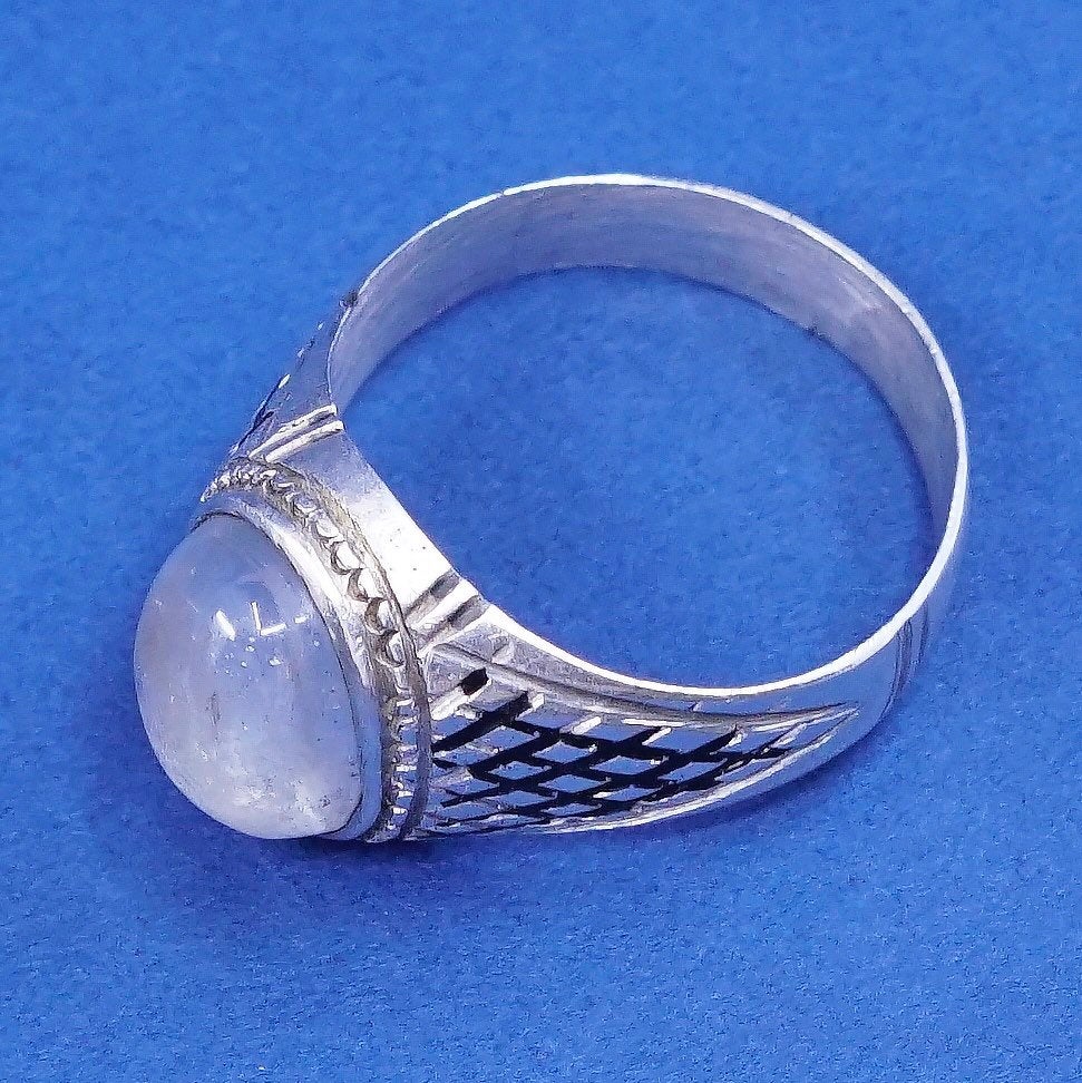Size 11, vtg Sterling silver handmade ring, 925 band w/ glass