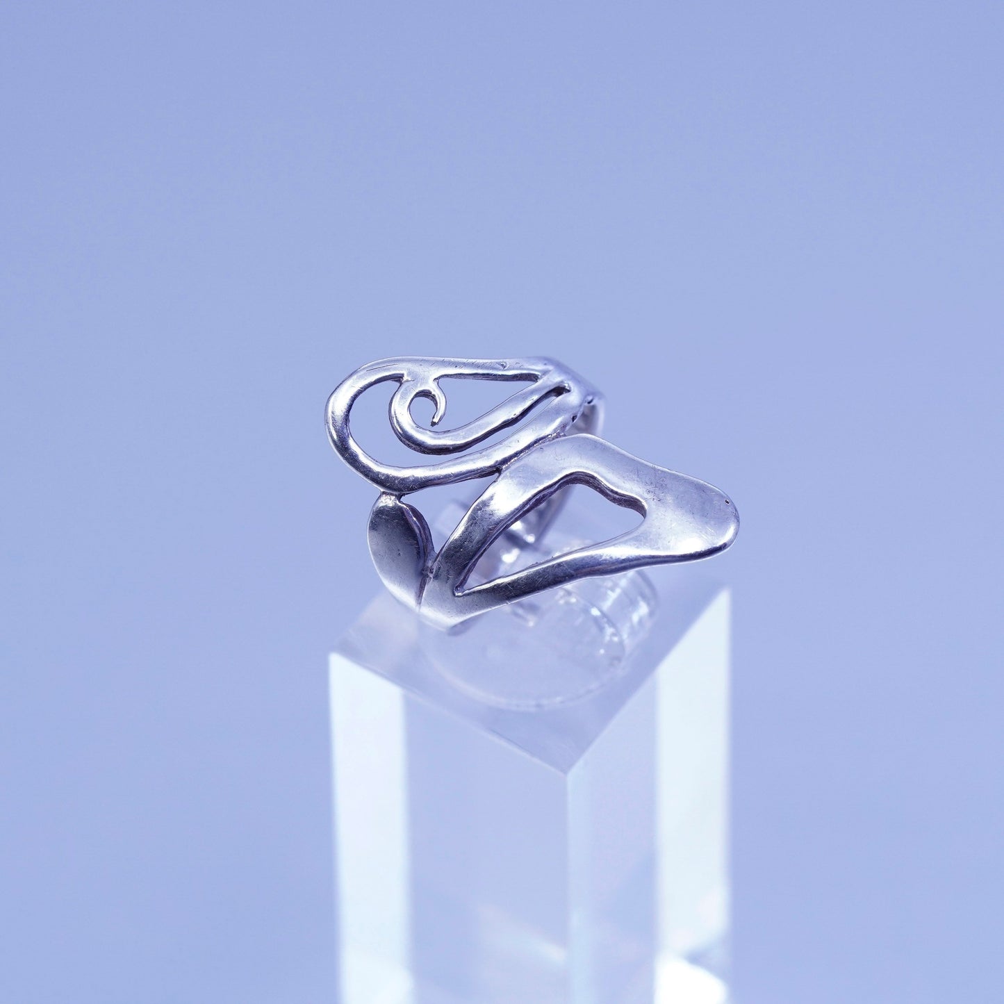 Size 7, vintage Sterling 925 silver handmade ring, modern multi band
