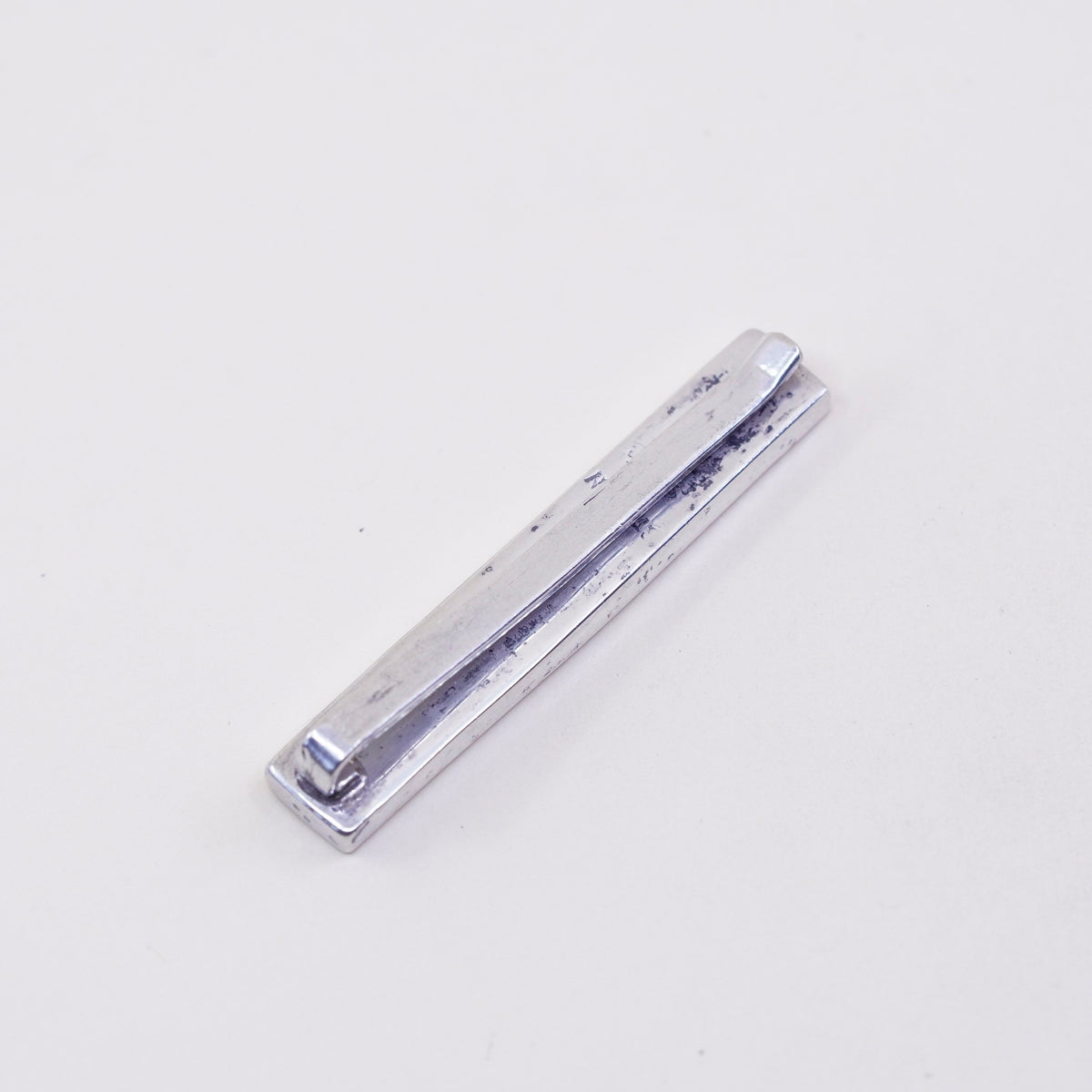Vintage sterling silver handmade tie clip, modern 925 tie clip with obsidian