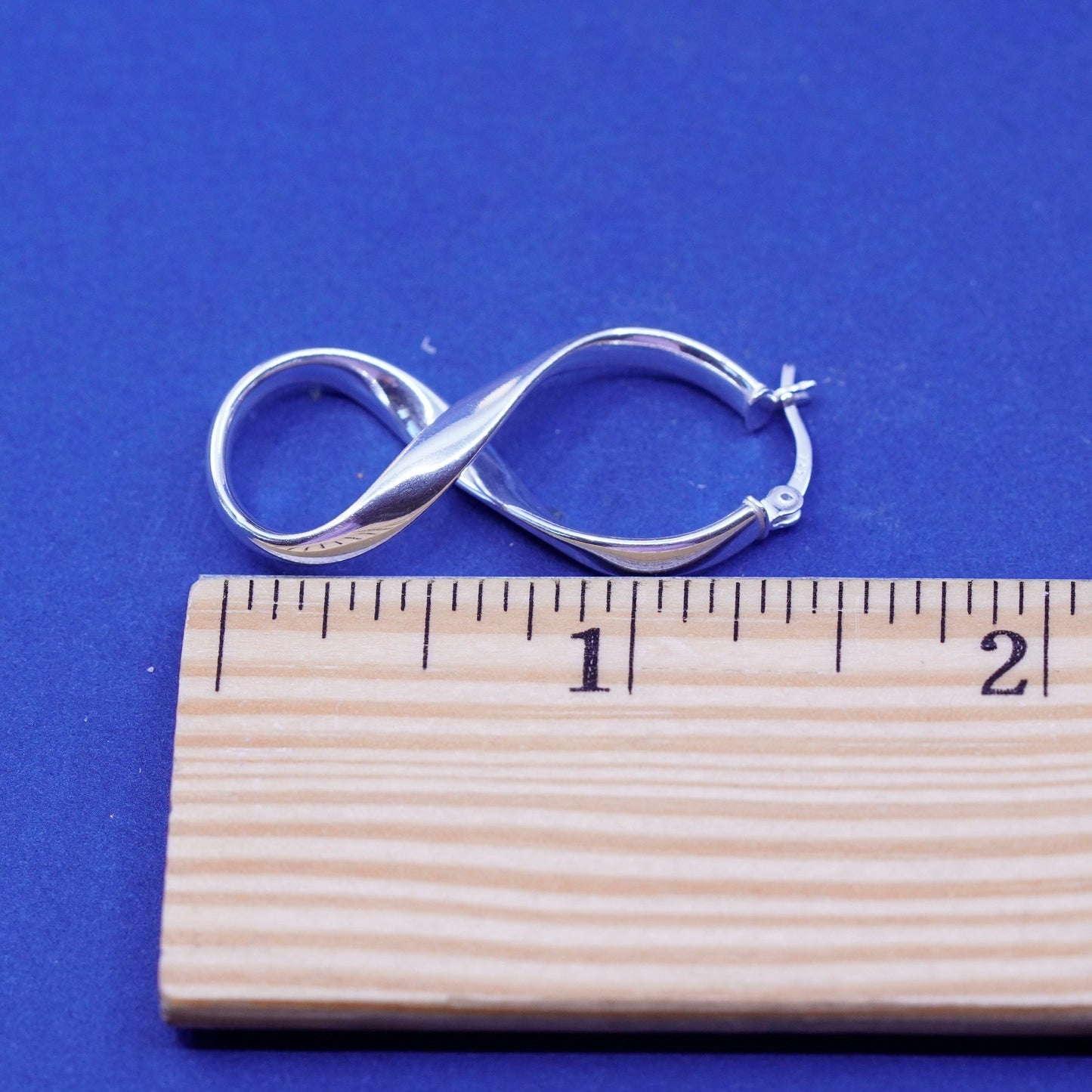 1.25”, vintage Sterling silver handmade earrings, 925 infinity hoops