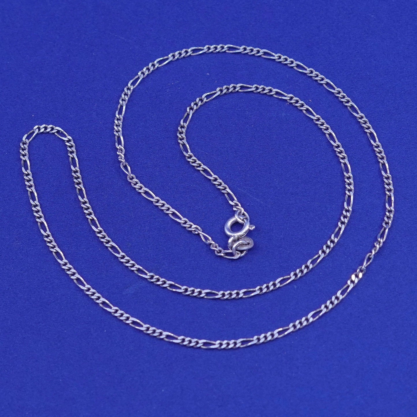 18”, 2mm, vintage Sterling silver handmade necklace, 925 Figaro chain