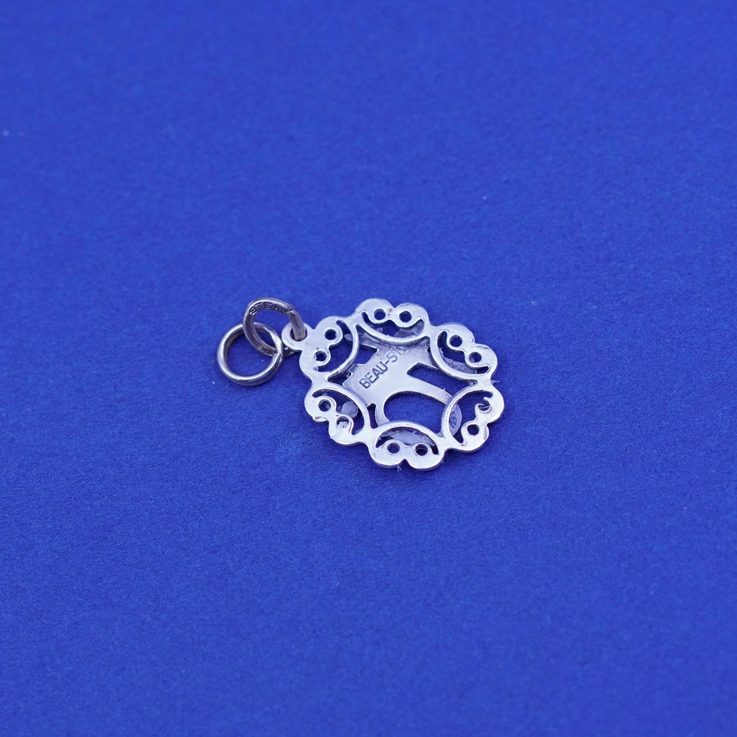 Beau Sterling silver handmade “sweet 16” filigree pendant, 925 tag charm