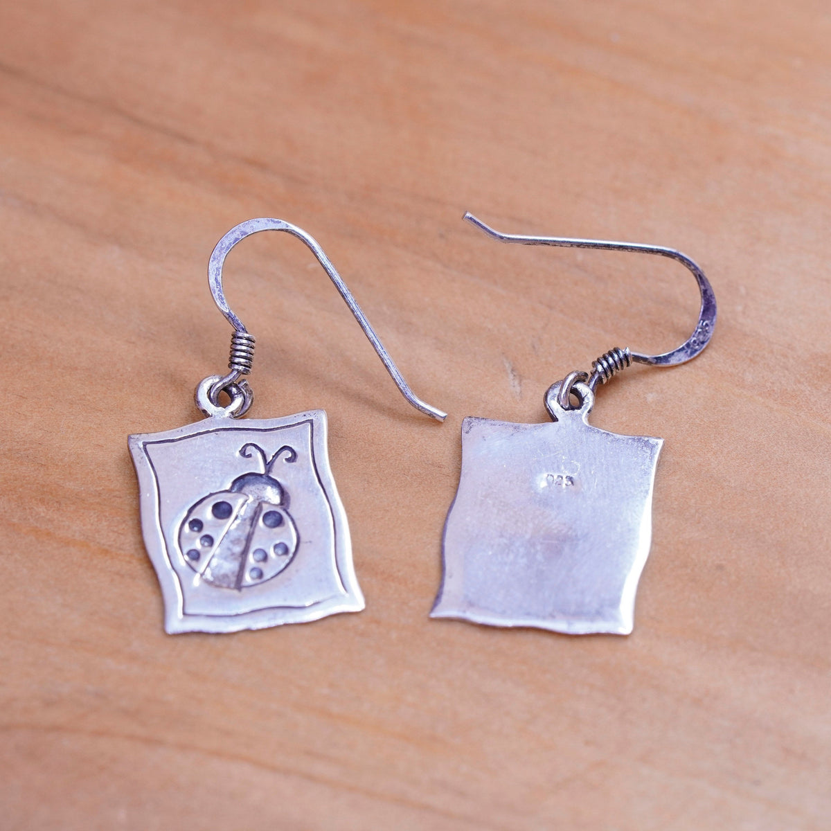 Vintage mexico Sterling silver handmade earrings, 925 tag with lady big relief