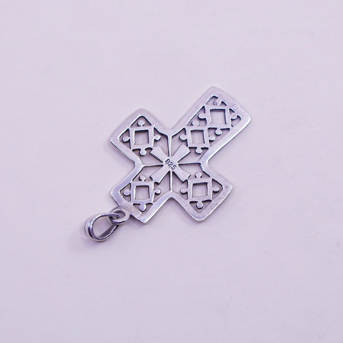 Vintage handmade Sterling silver pendant, 925 filigree cross