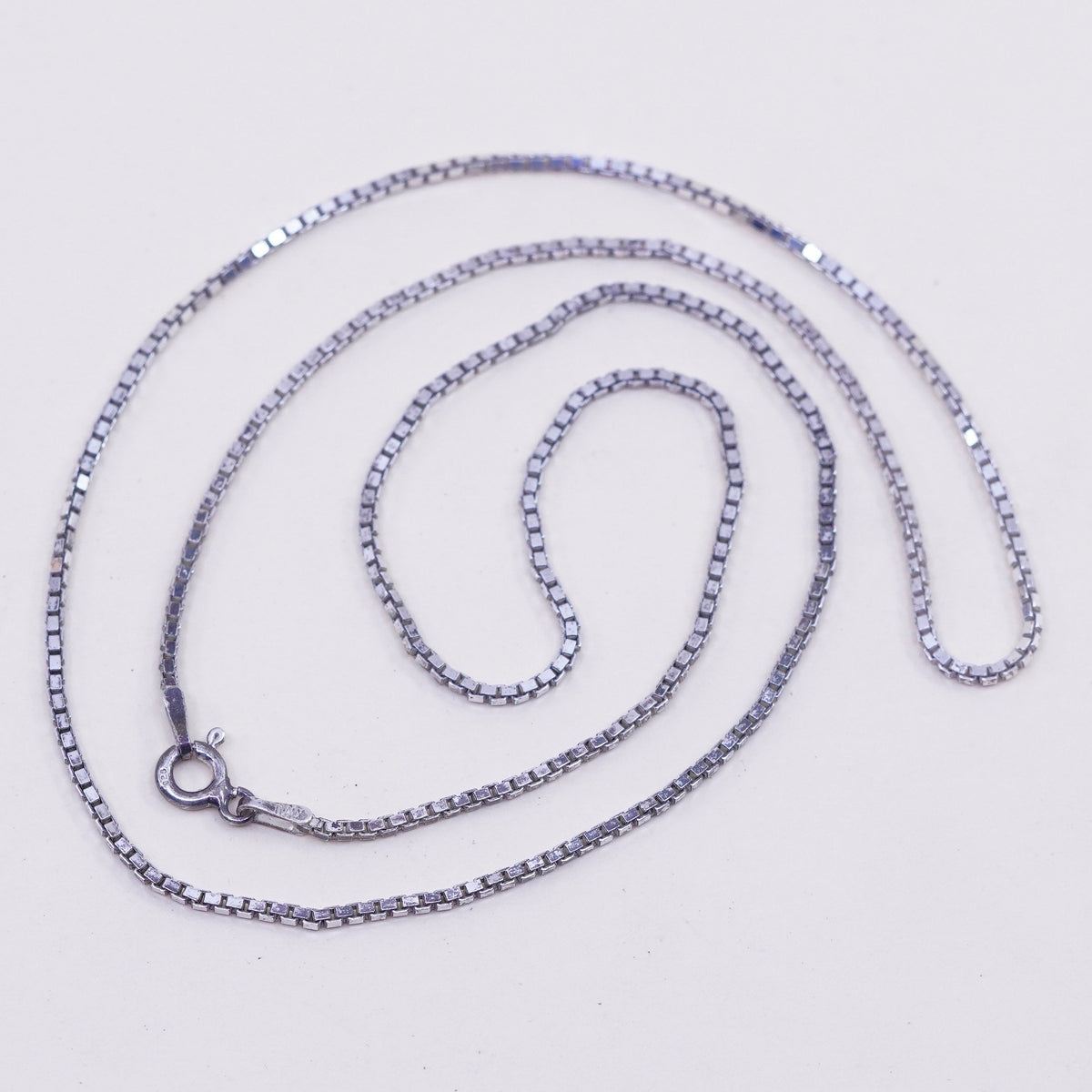 20”, 1mm, Vintage sterling silver Italy 925 silver box chain, necklace