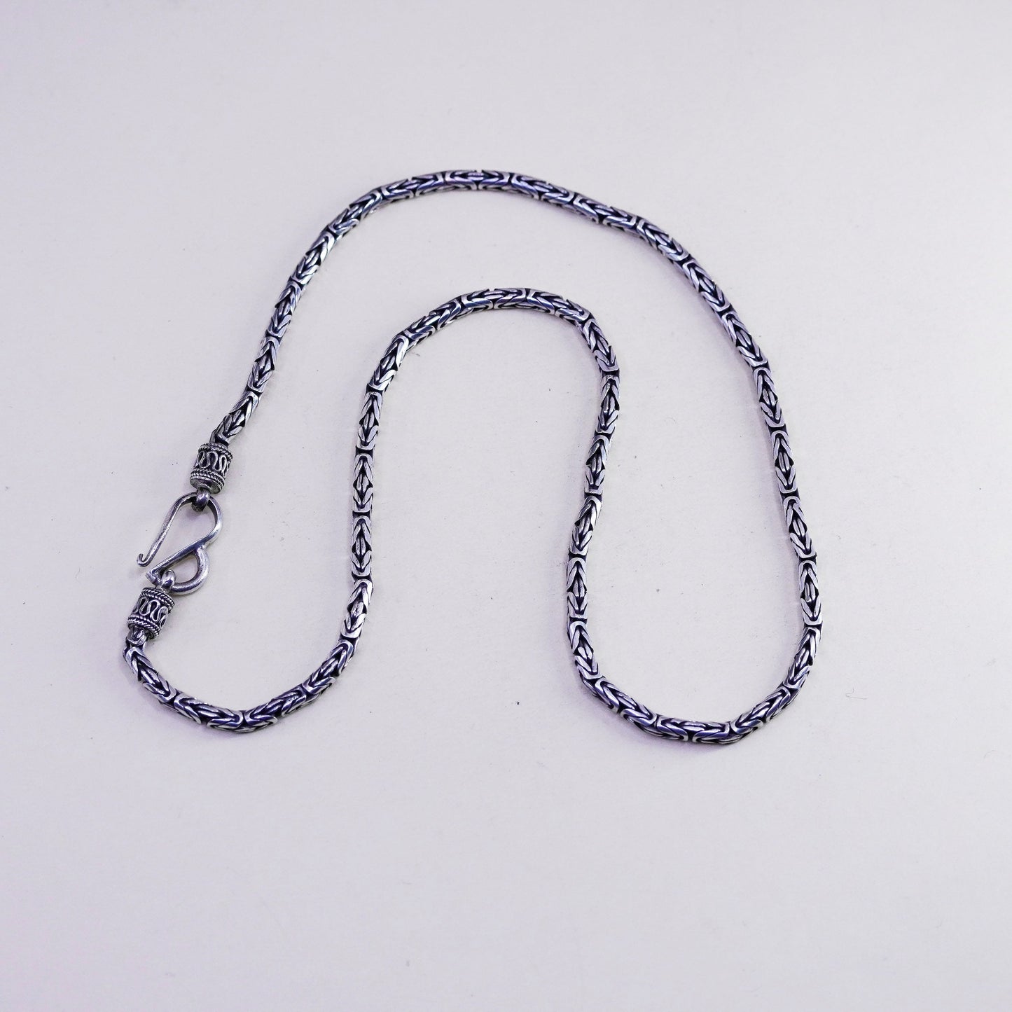 18”, BA Suarti sterling silver 925 handmade Bali birdcage Byzantine necklace