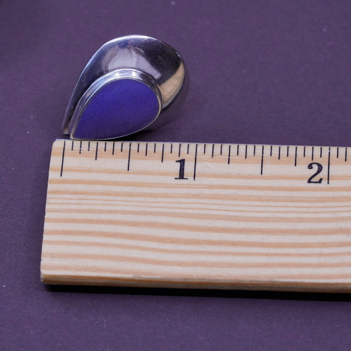 Sterling silver handmade earrings, Mexico 925 teardrop studs with lapis lazuli
