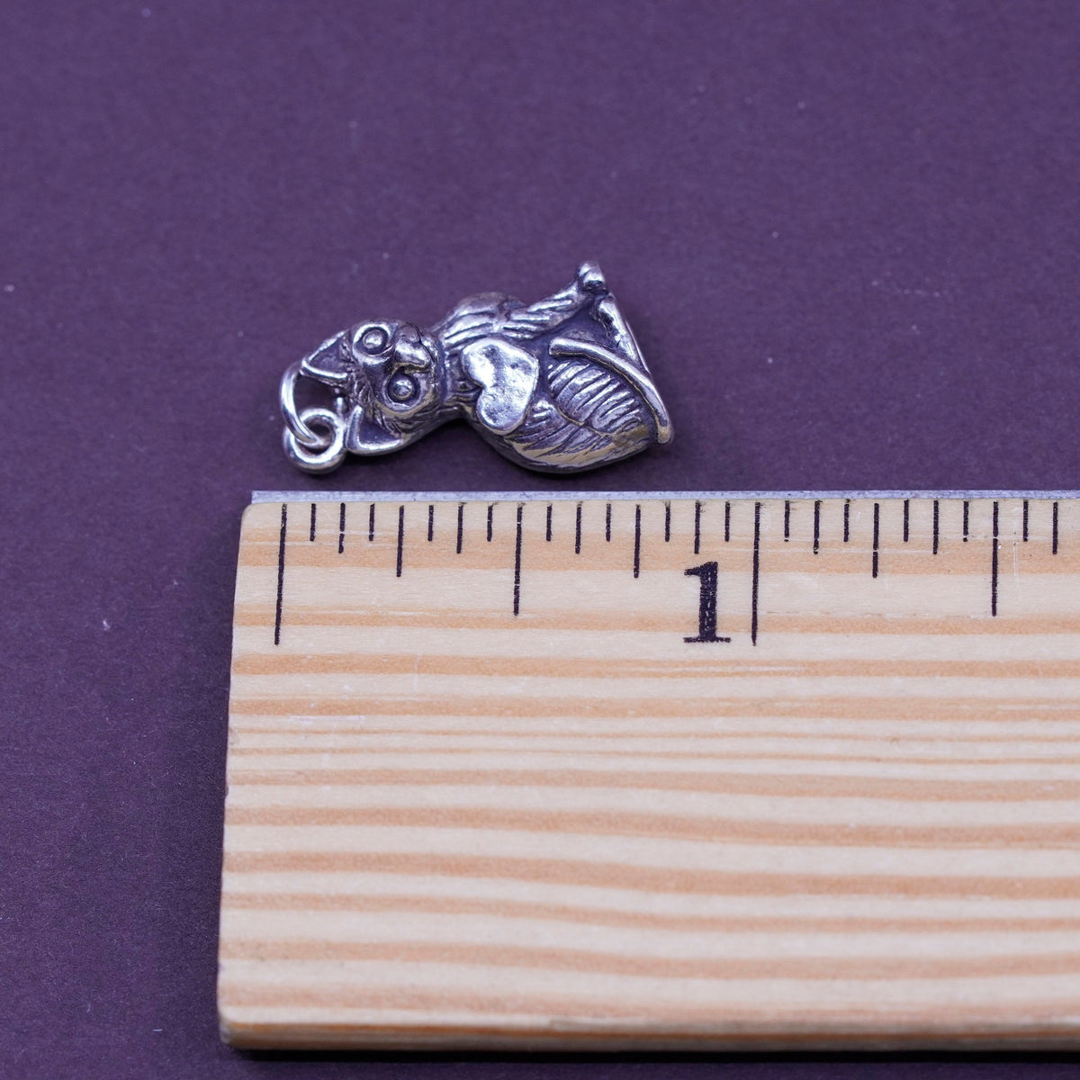 Vintage Sterling silver handmade pendant, 925 cat kitty charm with heart
