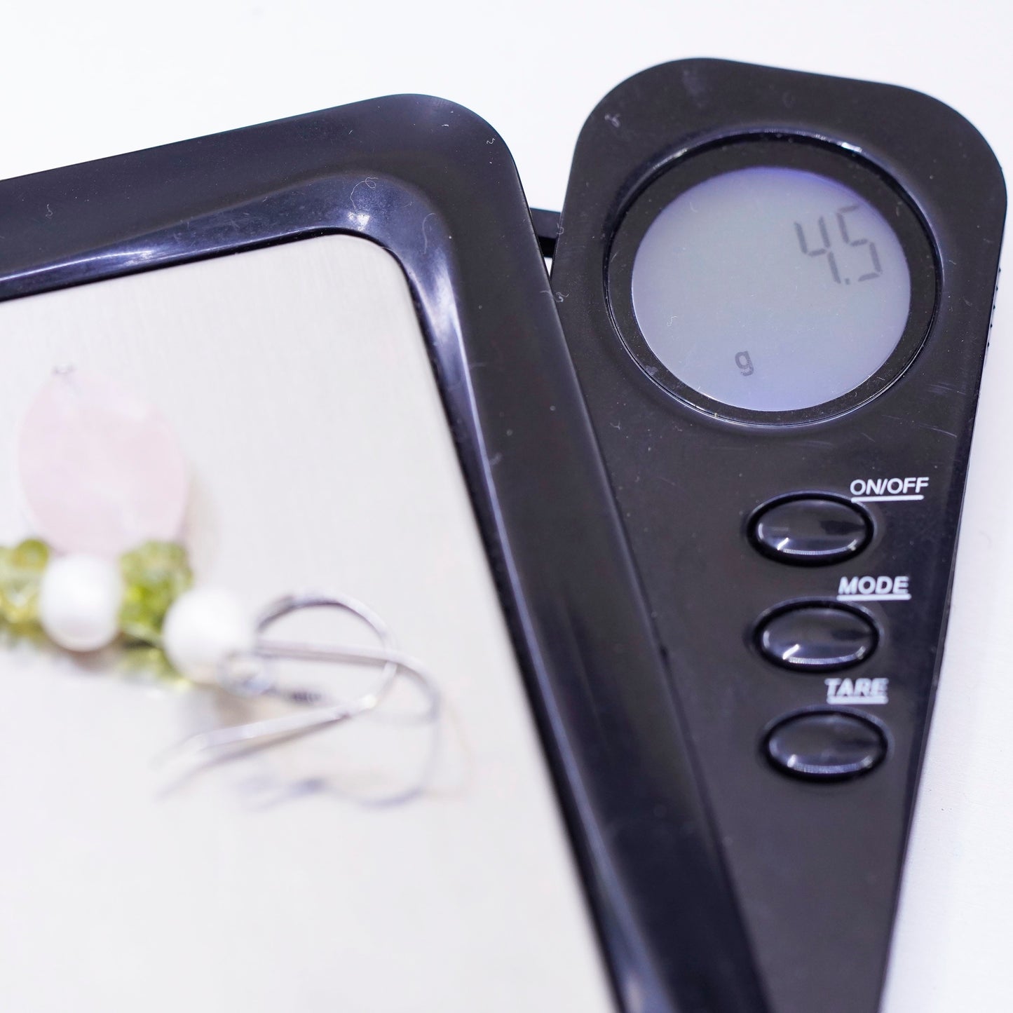 Vintage Sterling 925 silver handmade earrings with pink rose quartz