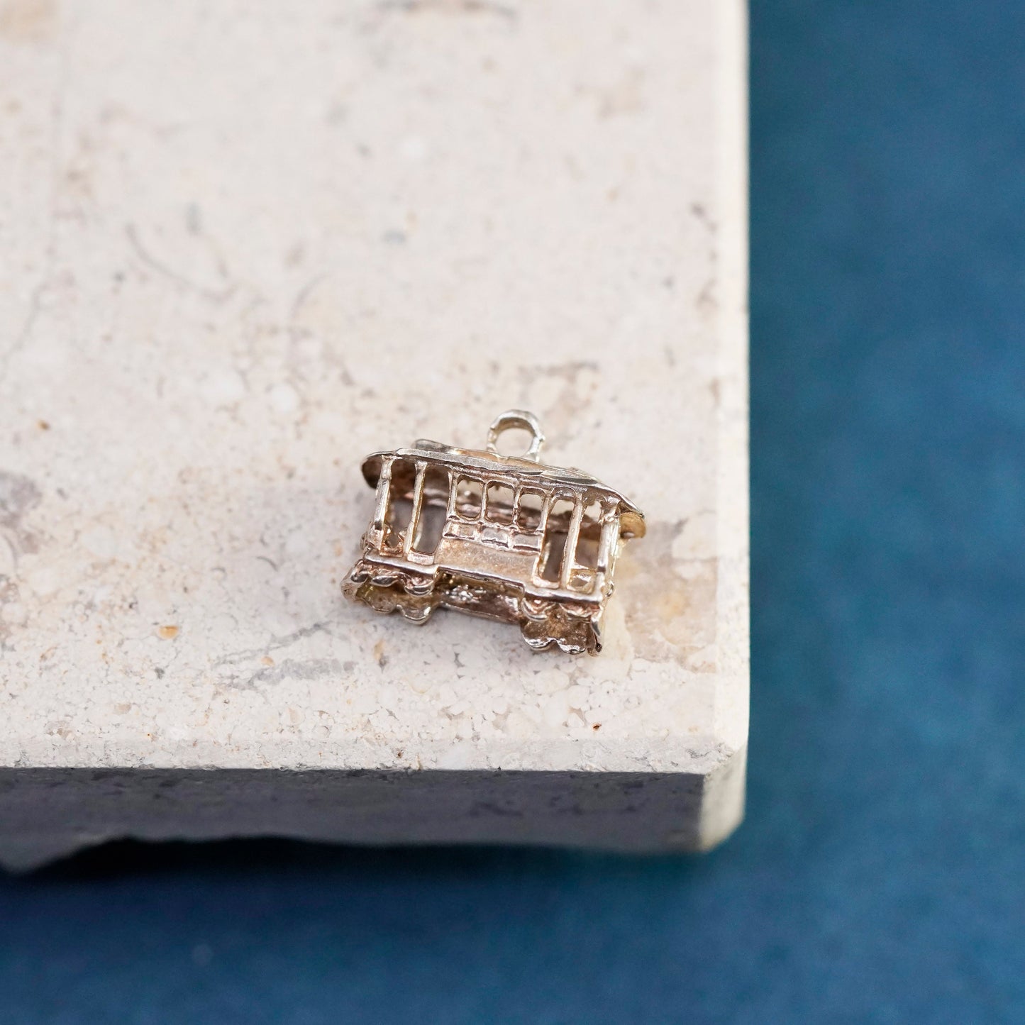 Vintage Sterling silver handmade pendant, 925 cable cart charm