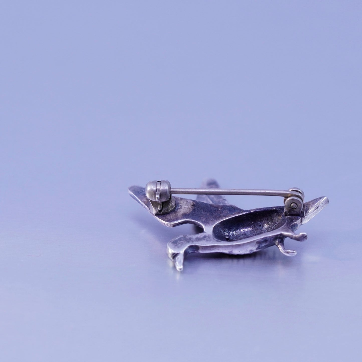 Vintage sterling silver handmade brooch, 925 duck goose pin