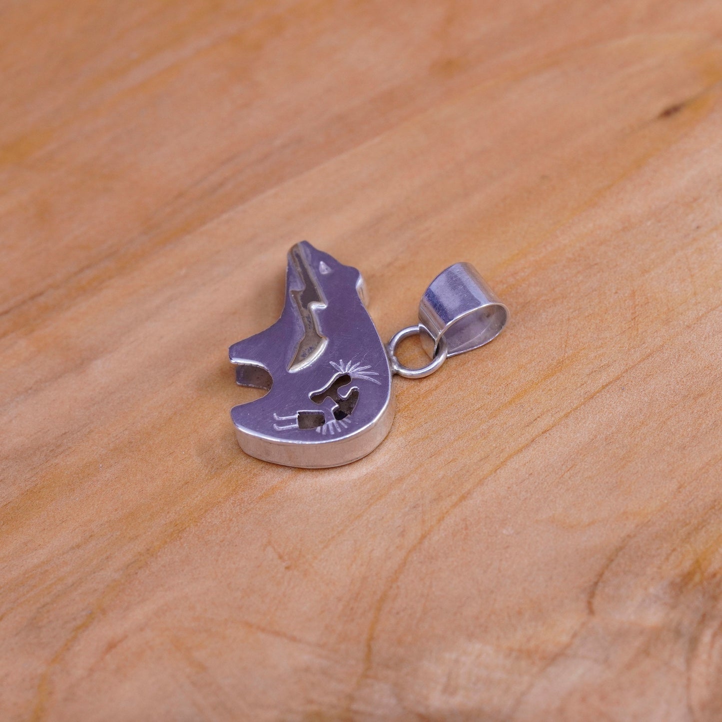 Vintage two tone Sterling silver handmade pendant, southwestern 925 polar bear