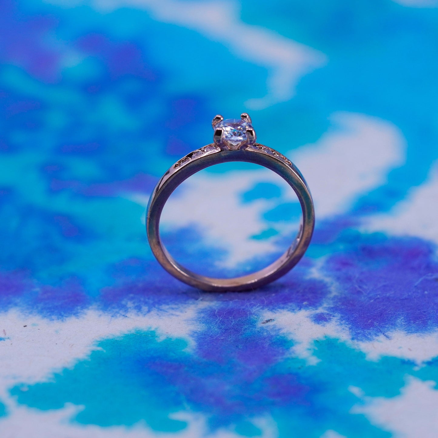 Size 8, vintage vermeil rose gold over sterling silver engagement ring with Cz