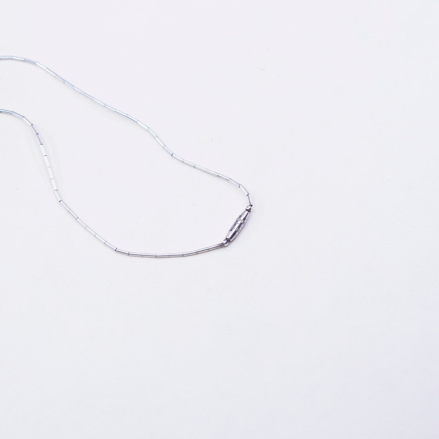 16”, vintage Sterling handmade necklace, 925 liquid silver with hematite beads