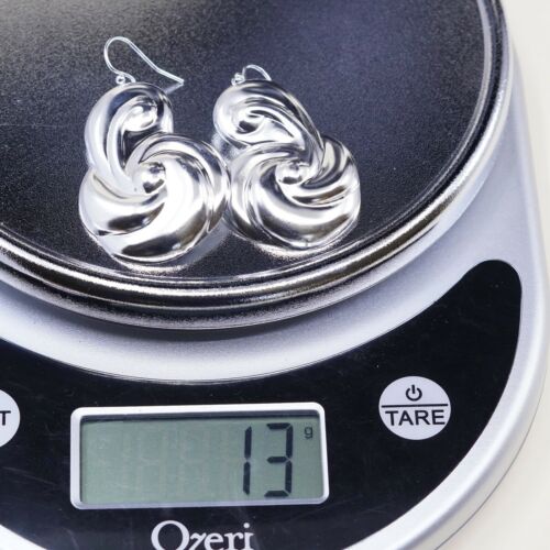 Vintage Sterling Silver Handmade Earrings, 925 Silver Swirl Whirly Dangles