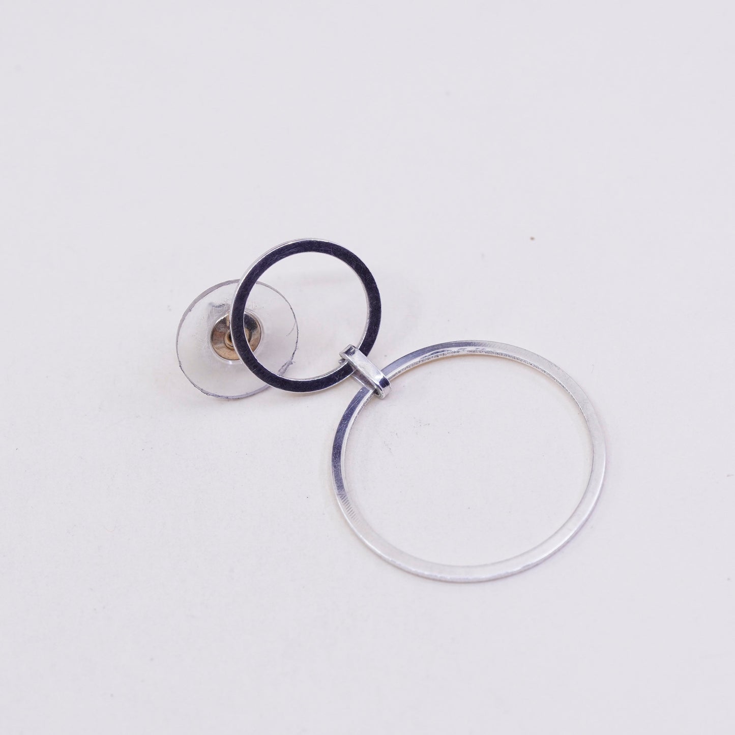Vintage sterling silver handmade earrings, 925 circles dangle