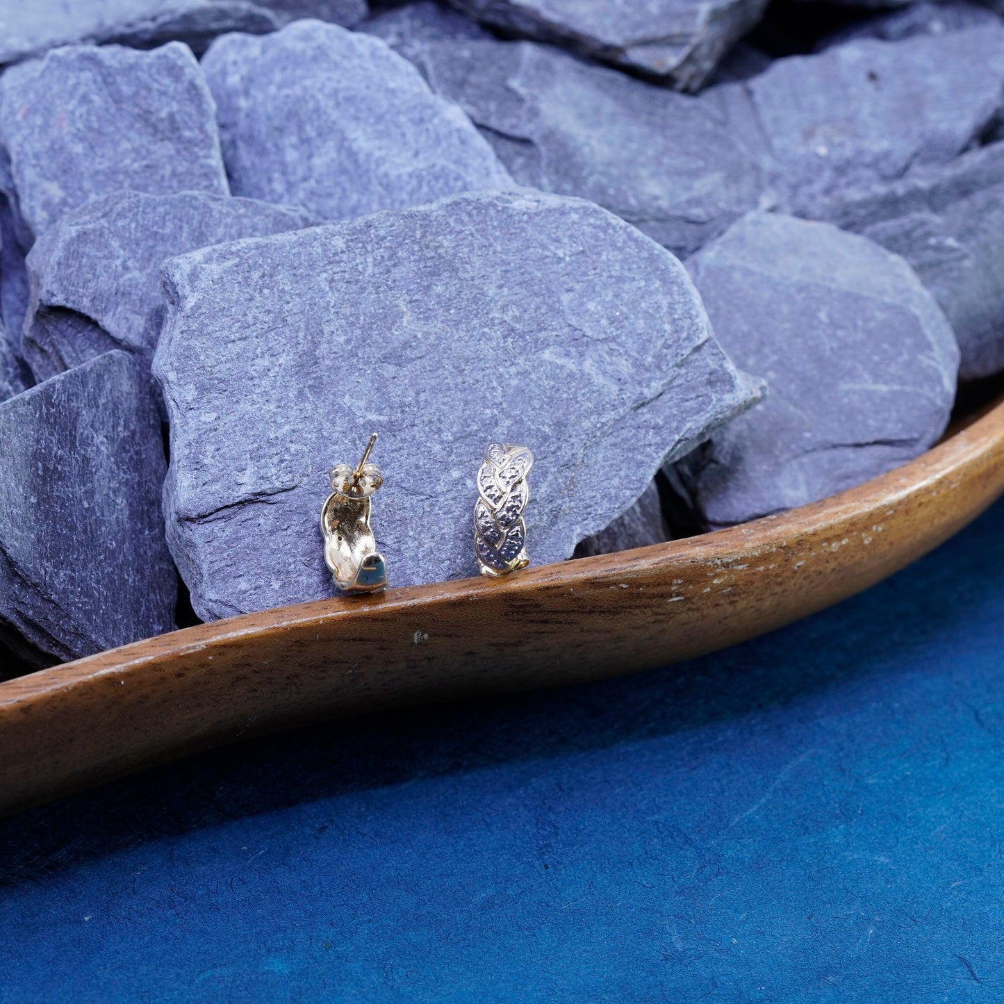 0.5”, Vermeil gold over Sterling 925 silver earrings, hoops, huggie w/ diamond