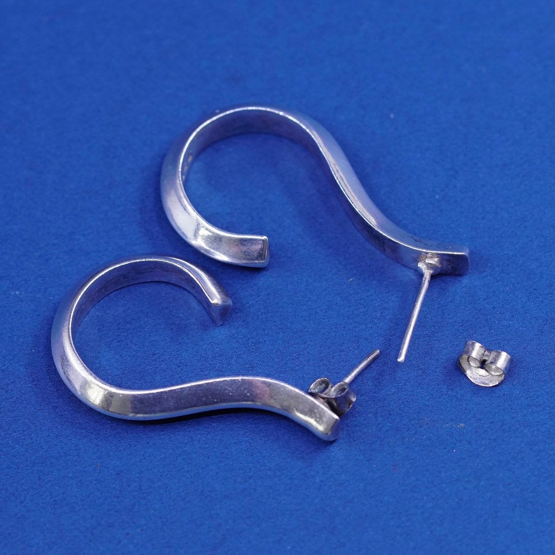 vtg modern minimalist sterling silver handmade earrings, mexico 925 hook drops