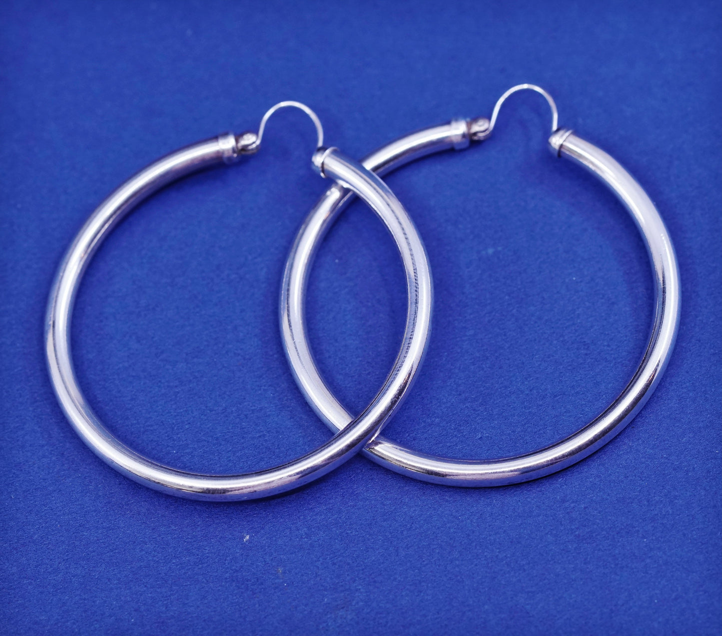 2”, vintage Sterling silver handmade earrings, simple modern 925 hoops, huggie